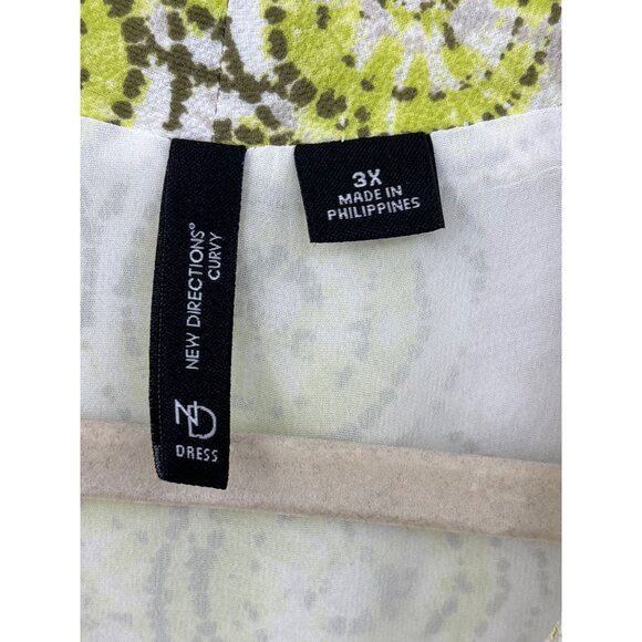 New Directions Curvy Sleeveless Trapeze Guaze Dress Yellow Tan 3X NEW - Picture 3 of 5